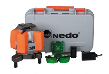Laser autonivelant X-Liner 6 NEDO GREEN cu mai multe linii verticale si o linie laser orizontala diametru maxim de masurare 50m 