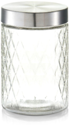 Recipient depozitare alimente Zeller sticla/metal 1200 ml transparent/argintiu 