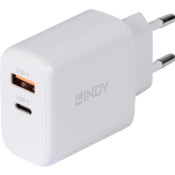 Incarcator retea Lindy 73428 1x USB-C 1x USB-A 65W White 