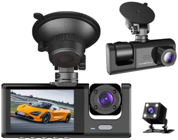 Camera video auto tripla 3 canale DVR Dash Cam S1 Night Vision Rezolutie 1920x1080 Inregistrare dubla Senzor miscare Camp vizual
