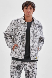 Geaca din denim Guess Originals Batman Comic Print L INTL Alb 