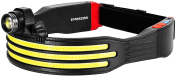 Lanterna de cap cu COB LED EMESZON® 30W694-3 30W 3 LED-uri COB 1 proiector LED 2 LED-uri STOP Strobo Acumulator negru 