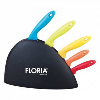 Set de cutite cu suport 5 piese otel inoxidabil Floria ZLN-1150 multicolor