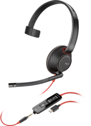 Cască cu microfon Poly by HP Blackwire 5210 3.5mm jack/USB-C/USB-A Black