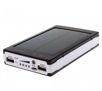 Baterie externa cu incarcare solara 20000 mah 2 x usb lanterna led indicator nivel putere powerbank