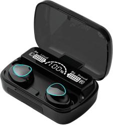 Casti bluetooth wireless inteligente + powerbank TWS-EM-M10 Bluetooth 5.1 afisaj LED compatibilitate universala IOS + Android putere 