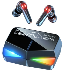 Casti bluetooth wireless inteligente + powerbank TWS-EM-M28 Bluetooth 5.1 RGB afisaj LED IOS + Android SIRI putere stil si zero 
