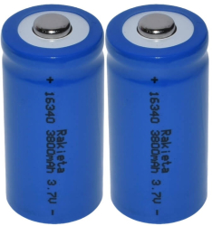 Set 2 acumulatori 16340 li-ion 3.7v 3800mah reincarcabili albastru