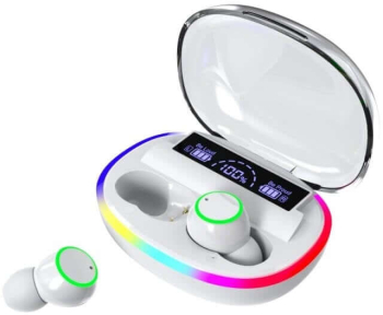 Casti audio wireless bluetooth TWS fara fir cu display led powerbank HD sound TDItronics BT-36 alb 