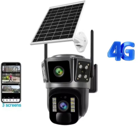 Camera Supraveghere COBI SMART® Solara 6MP UltraHD Rotativa 360 Wifi Panou Solar Night Vision Detectie Umana 2 lentile 
