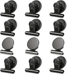 Set 12 Cleme Magnetice din Otel Inoxidabil - Negru 