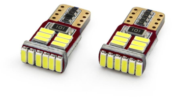 Set becuri auto cu LED CANBUS compatibil T10e W5W 18 SMD Alb 12V destinat competitiilor auto sau off-road