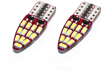 Set becuri auto cu LED CANBUS compatibil T10e W5W 24 SMD Alb 12V destinat competitiilor auto sau off-road 