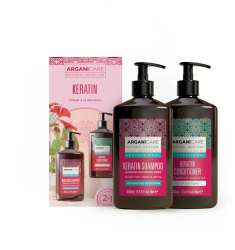 Set Sampon & Balsam cu Cheratina si Ulei de Argan pentru toate tipurile de par Arganicare 400 ml x 2