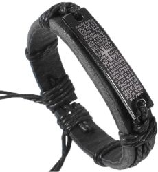 Bratara crestina din piele Neagra