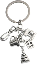 Breloc set ustensile bucatarie unisex accesorii pentru rucsac geanta sau portofel 