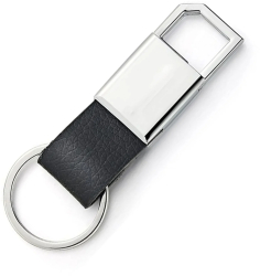 Breloc simplu din piele cu clips metalic Negru 