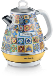 Fierbator electric Ariete Positano 2869/0P 2000W 1 7 l Filtru detasabil Geam apa baza 360C fara fir Alb/Galben 