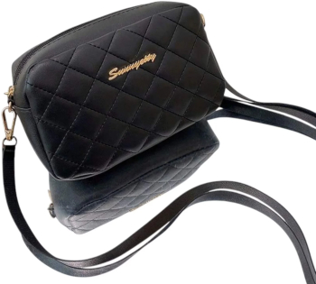 Geanta Dama in Stil Coreean Model Cusatura Diamant - Negru 20x12x6 cm 