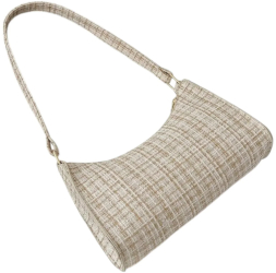 Geanta tip baguette model in carouri texturate - Alb 