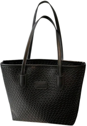 Geanta Tote Mare cu Fermoar Design Retro si Textura Eleganta 