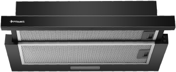 Hota telescopica Pyramis MDER Power Black Glass putere de absorbtie 409mc/h 1 motor 60cm finisaj metal si sticla neagra 