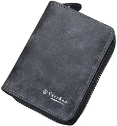 Portofel retro texturat bifold multifunctional cu fermoar si prindere cu capsa 