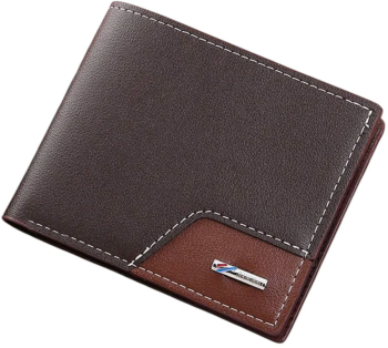 Portofel scurt retro pentru barbati design clasic si elegant Coffee Brown 