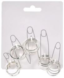 Set 15 Inele Dama cu Model Strass Argintii - Marime M L 