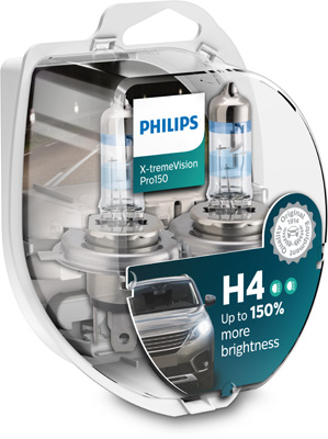 Set 2 Becuri Far H4 60/55W 12V X-Treme VIsion Pro150 Philips 