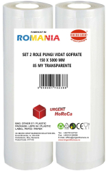 Set 2 role pungi vidat gofrate dimensiuni 150x5000 mm transparente grosime 85 microni preparare sau depozitare Sous Vide 