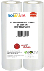 Set 2 role pungi vidat gofrate dimensiuni 220x6000 mm transparente grosime 85 microni preparare sau depozitare Sous Vide 