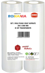 Set 2 role pungi vidat gofrate dimensiuni 280x3000 mm transparente grosime 85 microni preparare sau depozitare Sous Vide 