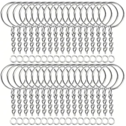 Set 50 inele cu lantisor pentru chei -D 25mm 