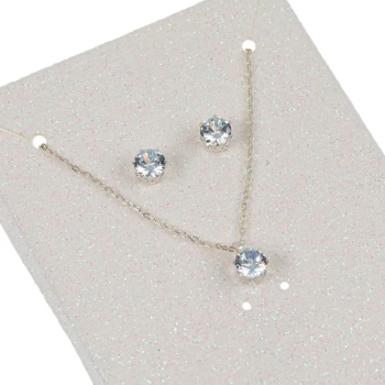 Set Colier Cercei cu Pietre Transparente