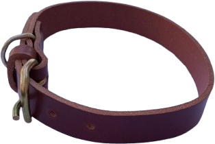 Zgarda pentru caini piele naturala maro inchis 60 x 2.5 cm ajustabila 39-49 cm 