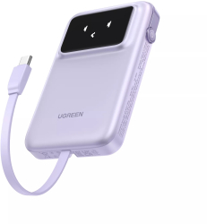 Baterie externa UGREEN Uno 10.000 mAh 30W cablu USB-C incorporat violet 