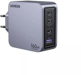 Incarcator retea Ugreen Nexode Pro 160W, GaN Mini, 3x USB-C, 1x USB-A, cu cablu USB-C inclus, Gri 