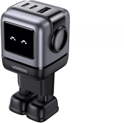 Incarcator retea Ugreen Uno 65W, GaN Fast Charging, 2x USB-C, 1x USB-A, Negru 