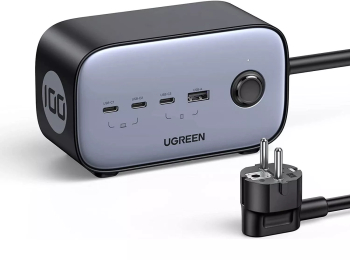 Prelungitor smart Ugreen Nexode Pro, 100W, 3x AC 220V, 3x USB-C, 1x USB-A, Gri 