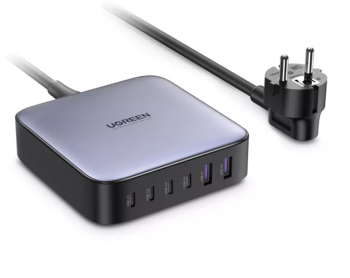 Statie de incarcare Ugreen GaN 200W, GaN, 4x USB-C, 2x USB-A, cu cablu USB-C inclus, Gri 