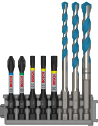 Bosch - Set 3 burghie HEX-9 MultiConstruction 5/6/8mm + 5 biti Impact Power PH2 PZ2 T20 T25 T30 50mm 2608577144 