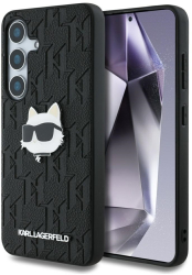 Husa Samsung Galaxy S25 - Karl Lagerfeld Hardcase Monogram Leather KLHCS25SPGKLCHPK - Choupette Head Pin 