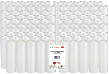 Set 100 role pungi vidat gofrate dimensiuni 150x3000 mm transparente grosime 85 microni preparare sau depozitare Sous Vide 