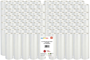 Set 100 role pungi vidat gofrate dimensiuni 200x3000 mm transparente grosime 85 microni preparare sau depozitare Sous Vide 