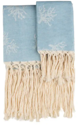 Set 2 prosoape de oaspeti 70x135 cm bumbac si in Casa Amalfi Acqua Marina Fringe blue