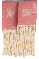 Set 2 prosoape de oaspeti 70x135 cm bumbac si in Casa Amalfi Coral Fringe corai