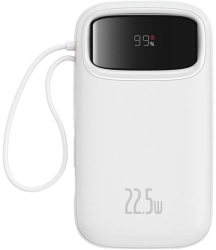 Baterie externa Baseus Qpow2, 20000mAh, 22.5W, 1 x USB; 1 x USB Type-C,1 x Lightning, total 3A, include cablu USB Type-C 0.3m, alb 