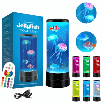 Lampa Ambientala LED Jellyfish Butoarka&trade Lumina RGB Telecomanda Alimentare USB Model Pesti si Meduze Plutitoare ABS Acrylic Neg 