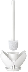Perie de toaleta cu suport Sangfor 14 x 44 cm plastic silicon otel inoxidabil alb